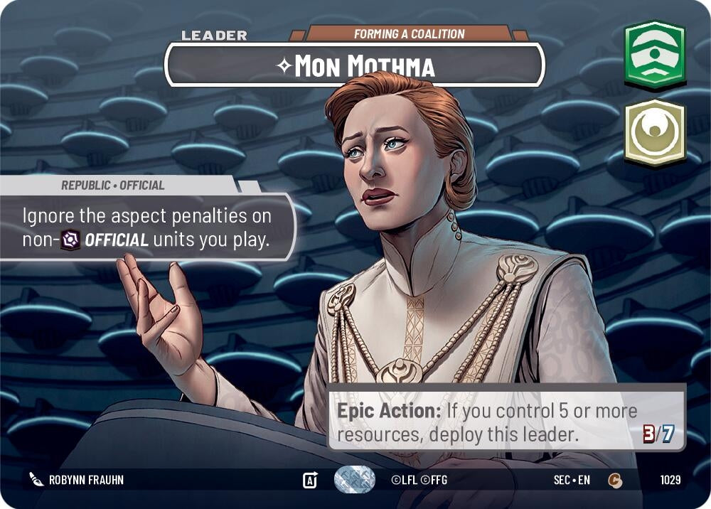 Image for Mon Mothma - Forming a Coalition (Showcase) (1029) (Secrets of Power) - Star Wars: Unlimited