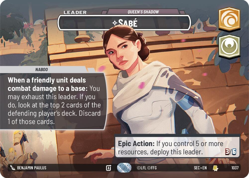 Image for Sabe - Queen's Shadow (Showcase) (1037) (Secrets of Power) - Star Wars: Unlimited