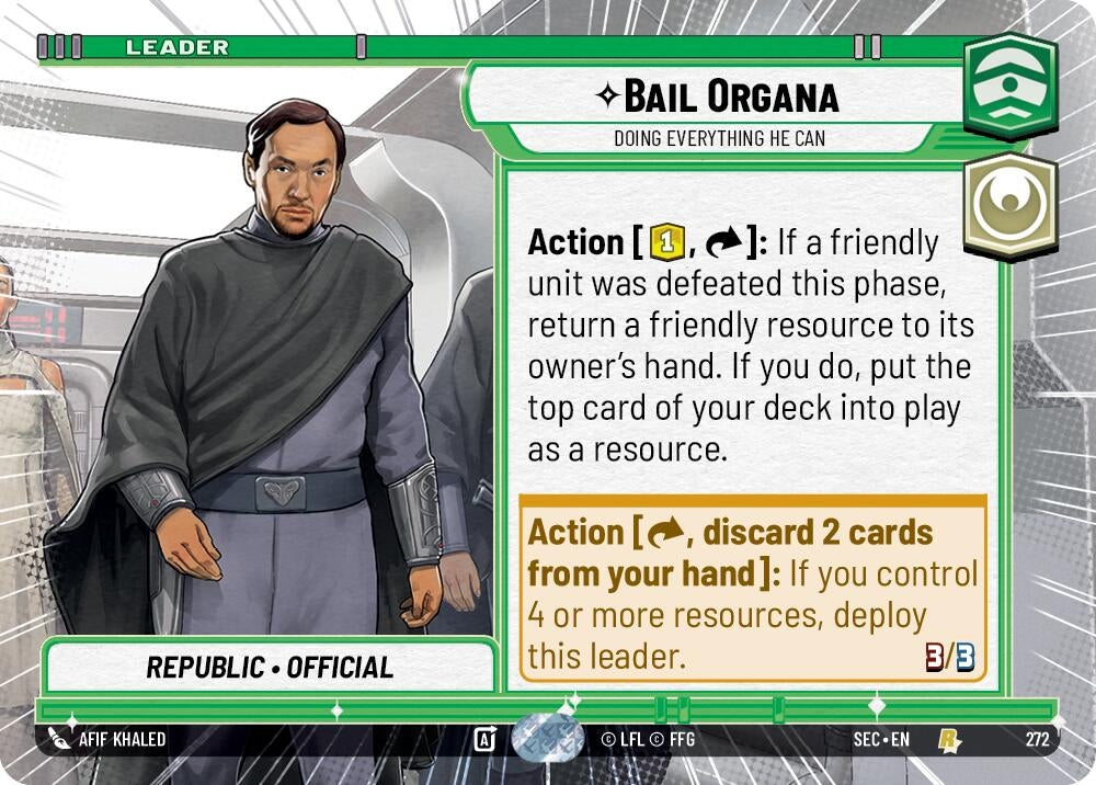 Image for Bail Organa - Doing Everything He Can (Hyperspace) (272) (Secrets of Power) - Star Wars: Unlimited