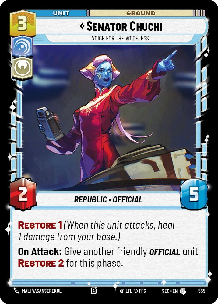 Image for Senator Chuchi - Voice for the Voiceless (Foil) (555) (Secrets of Power) - Star Wars: Unlimited