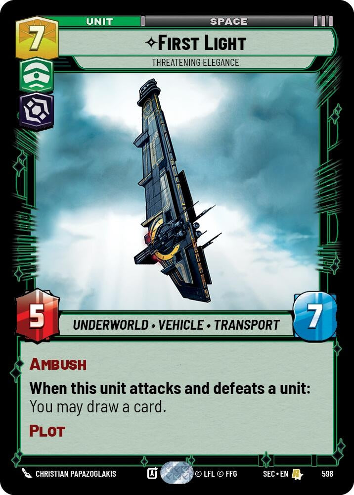 Image for First Light - Threatening Elegance (Foil) (598) (Secrets of Power) - Star Wars: Unlimited