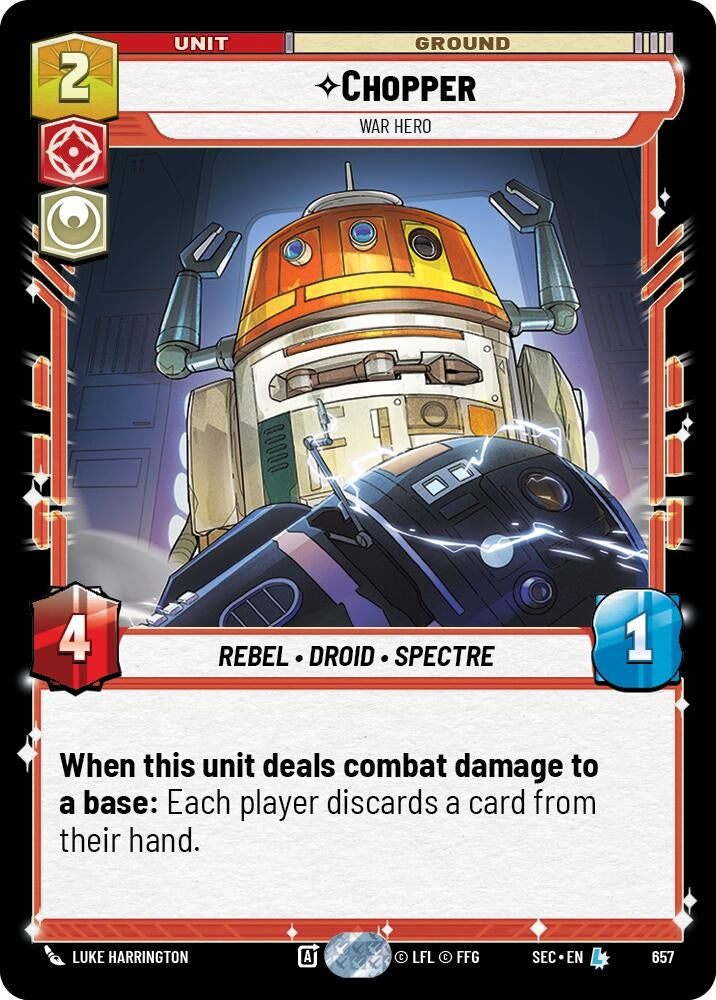 Image for Chopper - War Hero (Foil) (657) (Secrets of Power) - Star Wars: Unlimited