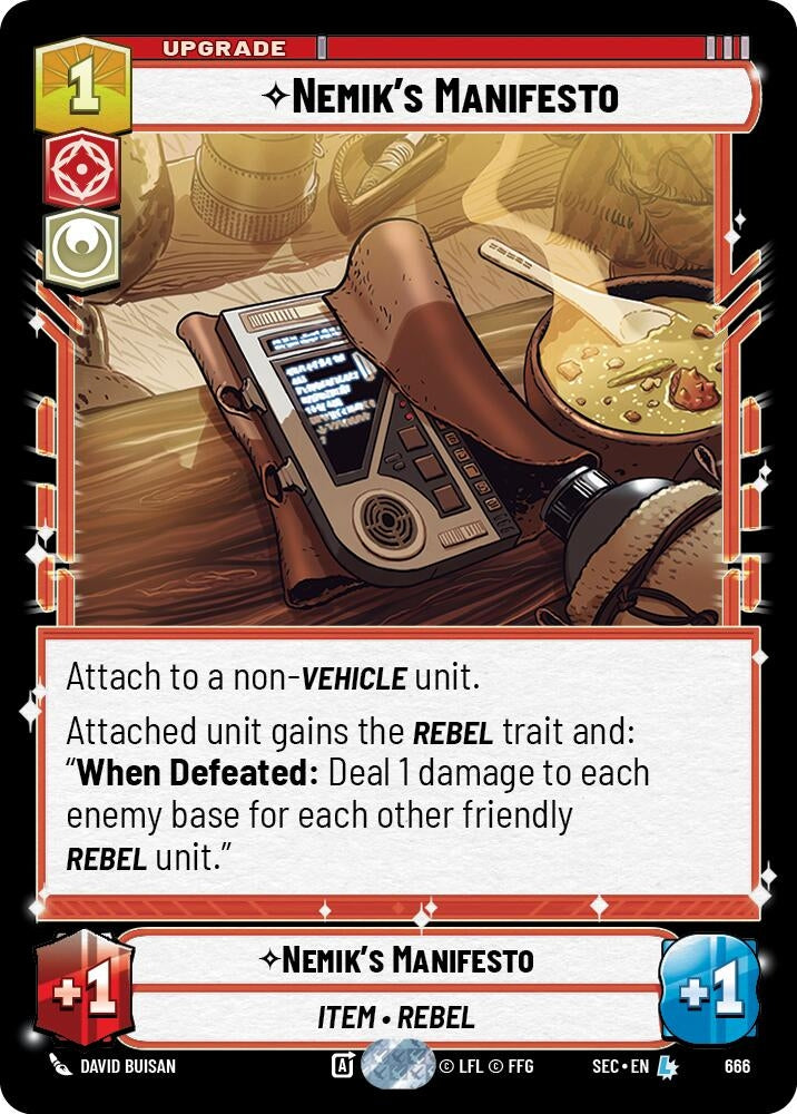 Image for Nemik's Manifesto (Foil) (666) (Secrets of Power) - Star Wars: Unlimited