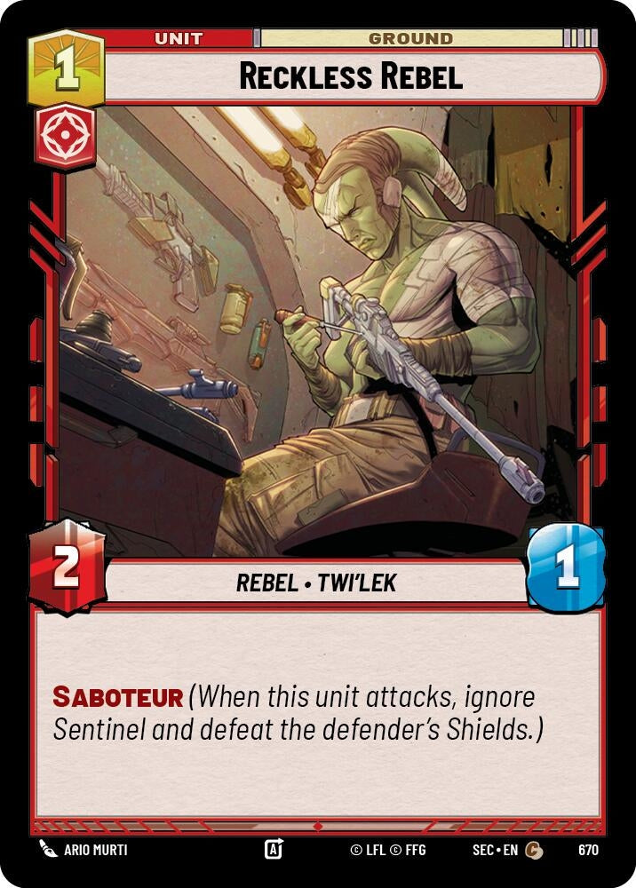 Image for Reckless Rebel (Foil) (670) (Secrets of Power) - Star Wars: Unlimited