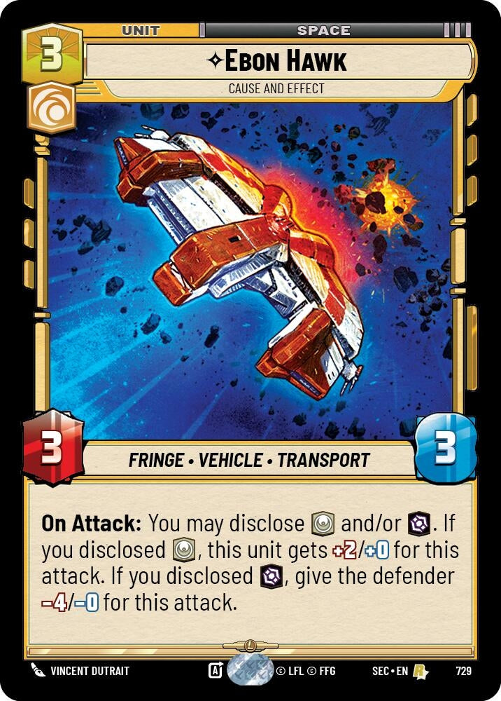 Image for Ebon Hawk - Cause and Effect (Foil) (729) (Secrets of Power) - Star Wars: Unlimited