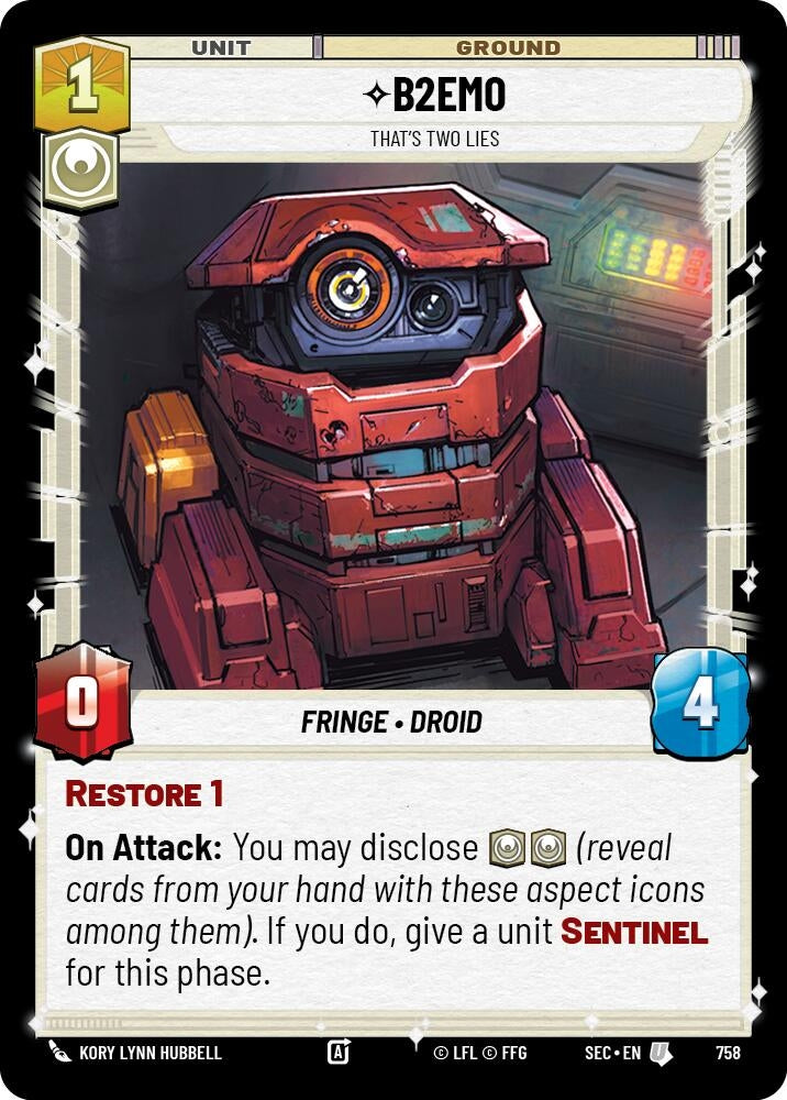 Image for B2EMO - That's Two Lies (Foil) (758) (Secrets of Power) - Star Wars: Unlimited