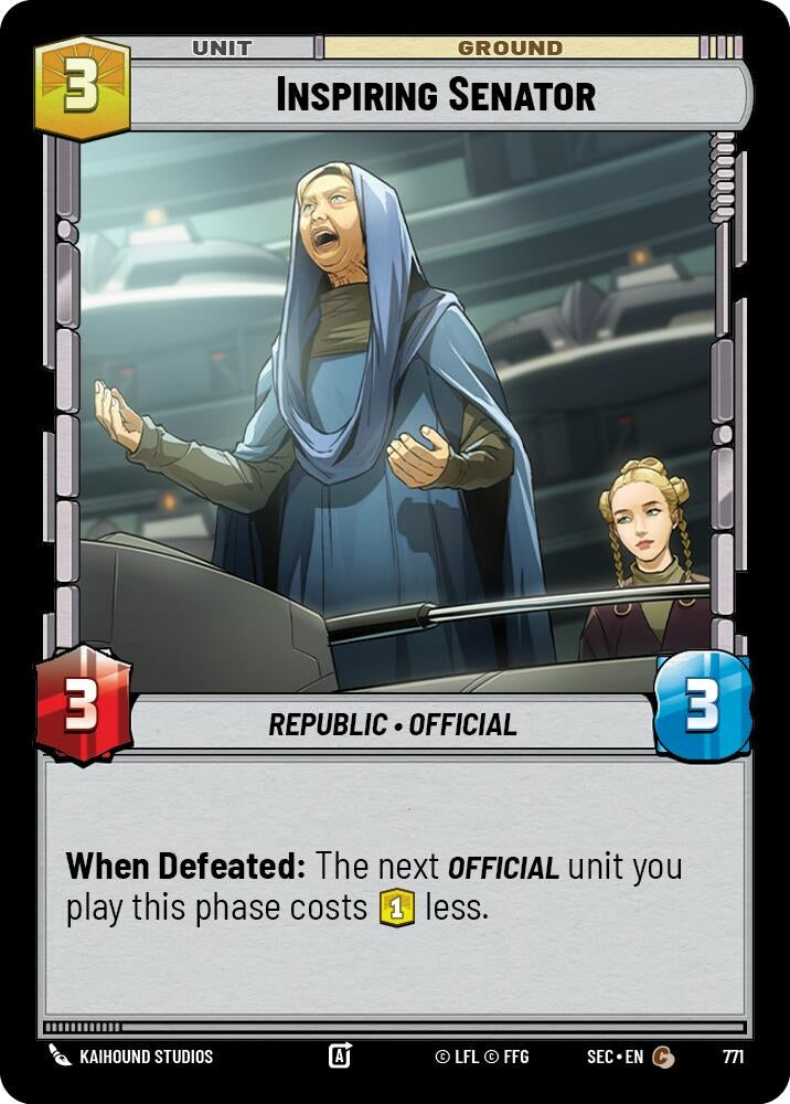 Image for Inspiring Senator (Foil) (771) (Secrets of Power) - Star Wars: Unlimited