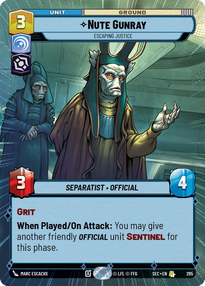 Image for Nute Gunray - Escaping Justice (Hyperspace) (295) (Secrets of Power) - Star Wars: Unlimited