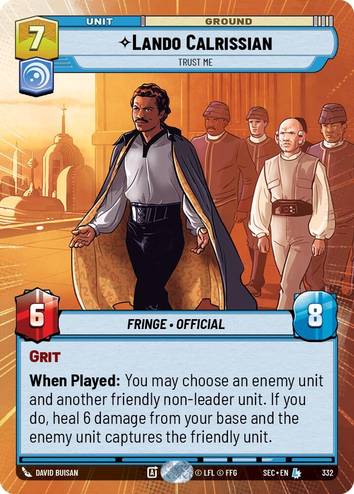 Image for Lando Calrissian - Trust Me (Hyperspace) (332) (Secrets of Power) - Star Wars: Unlimited