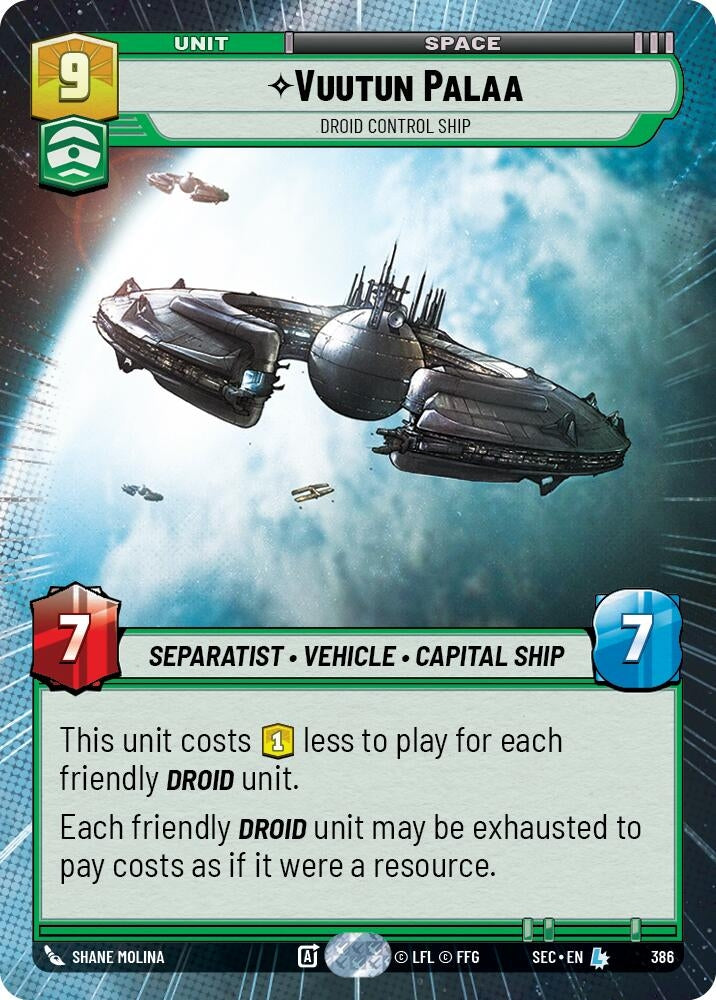 Image for Vuutun Palaa - Droid Control Ship (Hyperspace) (386) (Secrets of Power) - Star Wars: Unlimited