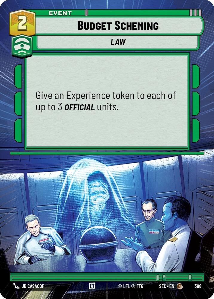 Image for Budget Scheming (Hyperspace) (388) (Secrets of Power) - Star Wars: Unlimited
