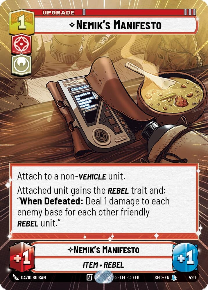 Image for Nemik's Manifesto (Hyperspace) (420) (Secrets of Power) - Star Wars: Unlimited
