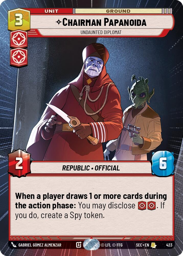 Image for Chairman Papanoida - Undaunted Diplomat (Hyperspace) (423) (Secrets of Power) - Star Wars: Unlimited