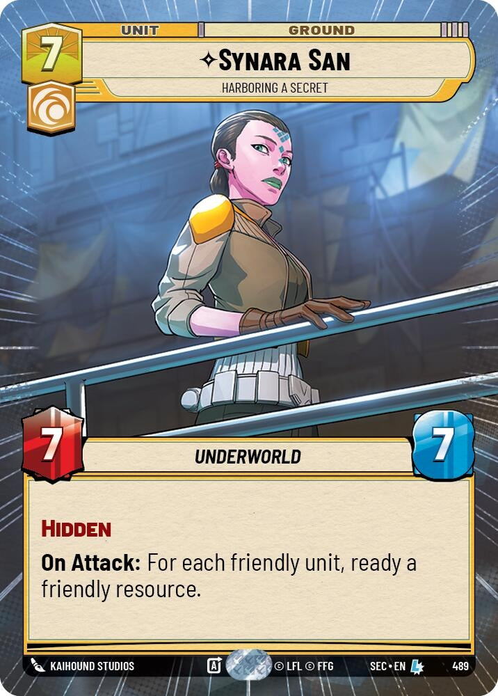 Image for Synara San - Harboring a Secret (Hyperspace) (489) (Secrets of Power) - Star Wars: Unlimited