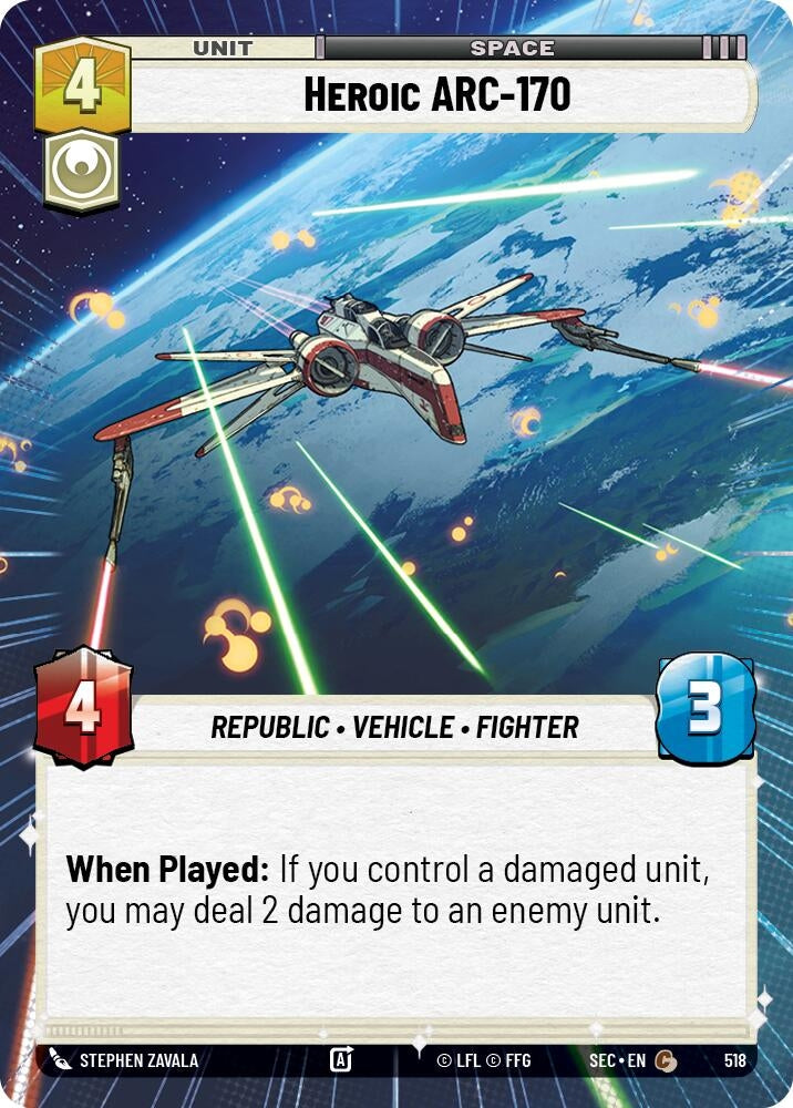 Image for Heroic ARC-170 (Hyperspace) (518) (Secrets of Power) - Star Wars: Unlimited