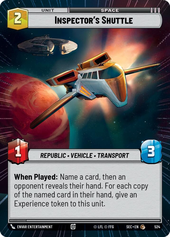 Image for Inspector's Shuttle (Hyperspace) (524) (Secrets of Power) - Star Wars: Unlimited