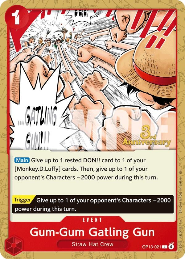 Image for Gum-Gum Gatling Gun (OP13-021) (Carrying On His Will: 3rd Anniversary Tournament Cards) - One Piece Card Game