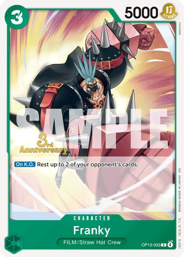 Image for Franky (OP13-033) (Carrying On His Will: 3rd Anniversary Tournament Cards) - One Piece Card Game