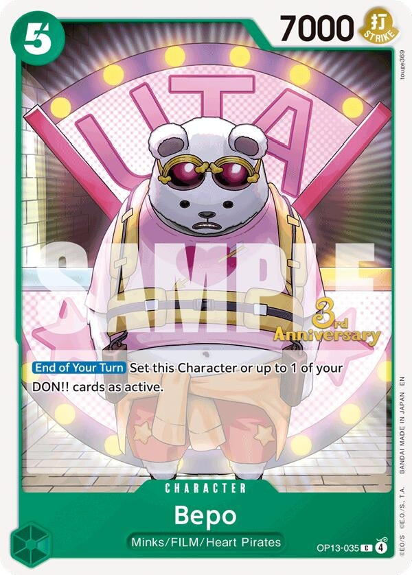 Image for Bepo (OP13-035) (Carrying On His Will: 3rd Anniversary Tournament Cards) - One Piece Card Game