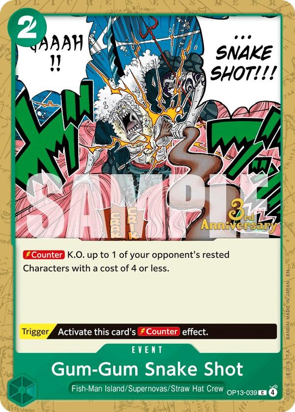 Image for Gum-Gum Snake Shot (OP13-039) (Carrying On His Will: 3rd Anniversary Tournament Cards) - One Piece Card Game