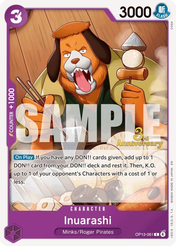 Image for Inuarashi (OP13-061) (Carrying On His Will: 3rd Anniversary Tournament Cards) - One Piece Card Game
