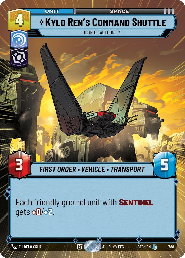 Image for Kylo Ren's Command Shuttle - Icon of Authority (Hyperspace Foil) (788) (Secrets of Power) - Star Wars: Unlimited