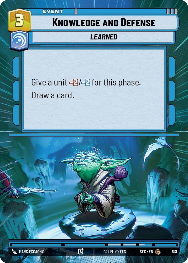 Image for Knowledge and Defense (Hyperspace Foil) (831) (Secrets of Power) - Star Wars: Unlimited