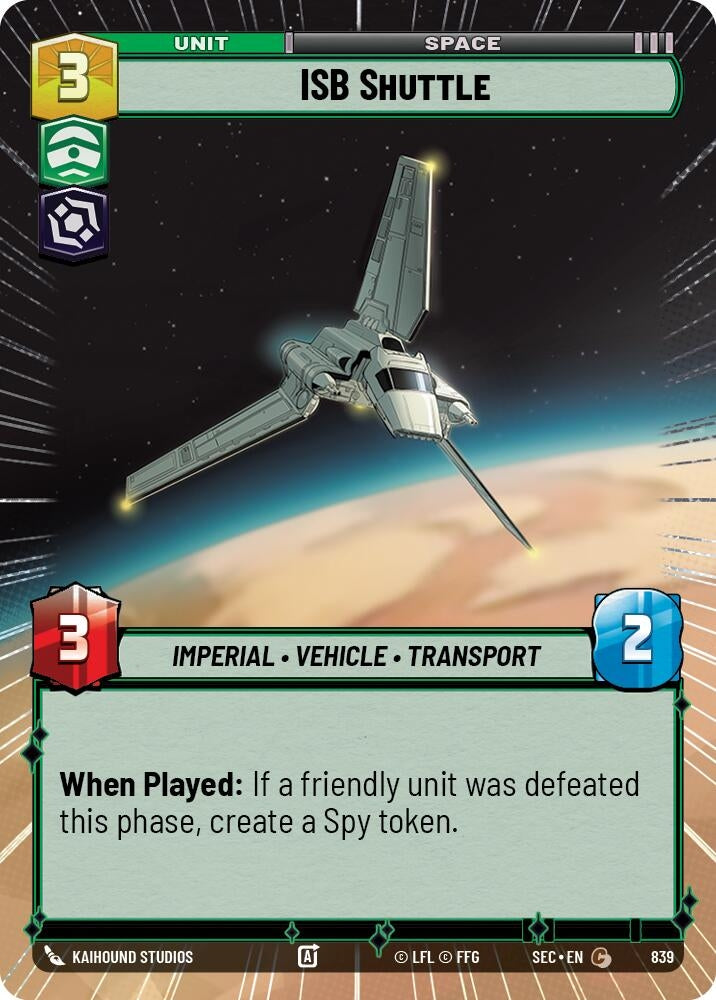 Image for ISB Shuttle (Hyperspace Foil) (839) (Secrets of Power) - Star Wars: Unlimited