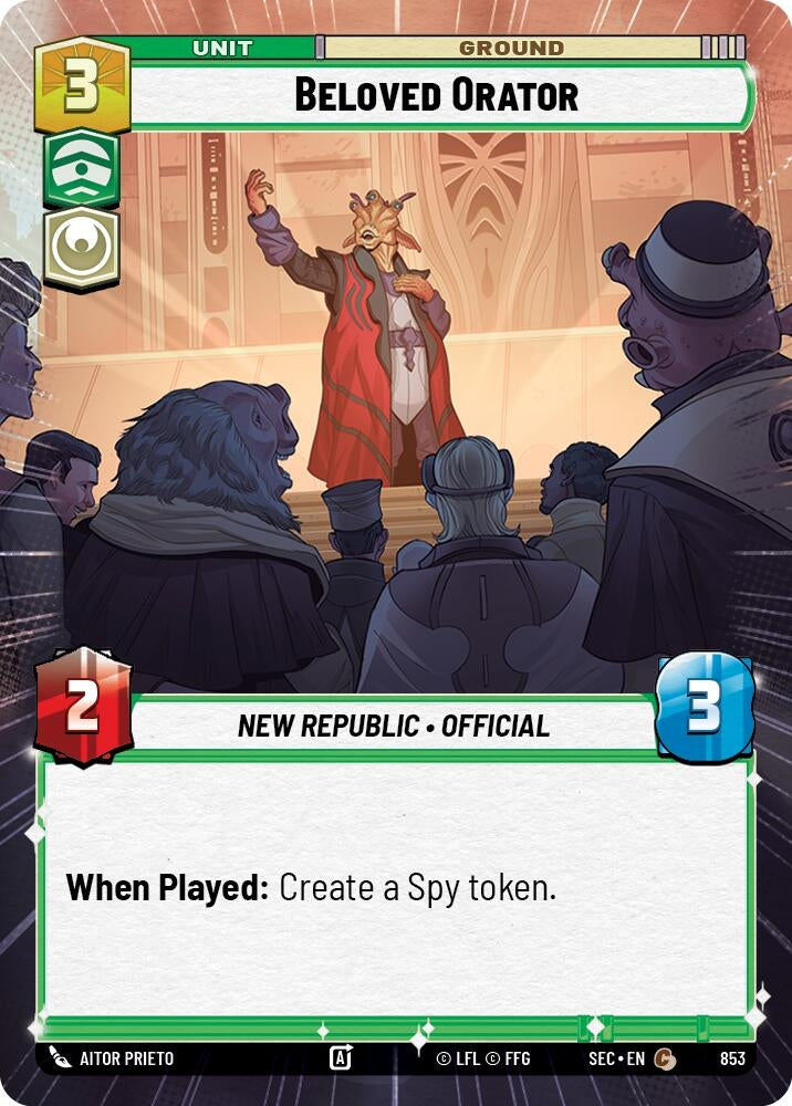 Image for Beloved Orator (Hyperspace Foil) (853) (Secrets of Power) - Star Wars: Unlimited