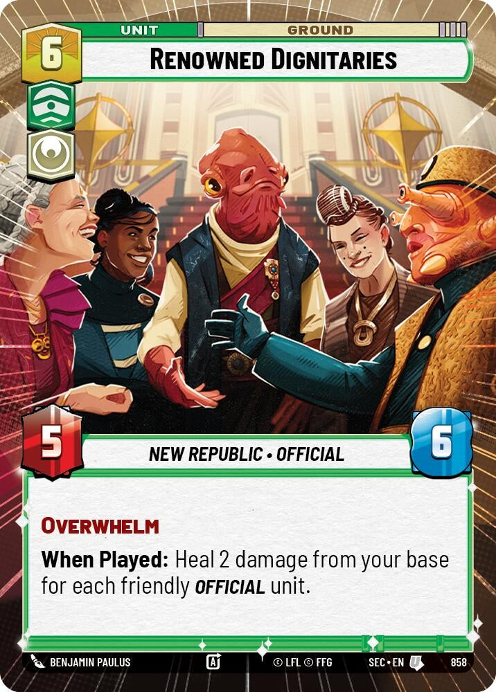 Image for Renowned Dignitaries (Hyperspace Foil) (858) (Secrets of Power) - Star Wars: Unlimited