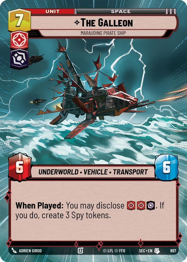 Image for The Galleon - Marauding Pirate Ship (Hyperspace Foil) (897) (Secrets of Power) - Star Wars: Unlimited