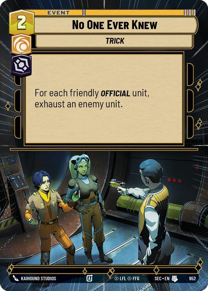 Image for No One Ever Knew (Hyperspace Foil) (952) (Secrets of Power) - Star Wars: Unlimited