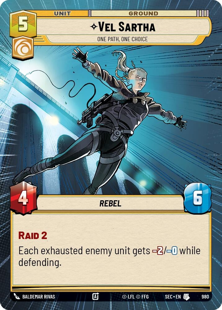 Image for Vel Sartha - One Path, One Choice (Hyperspace Foil) (980) (Secrets of Power) - Star Wars: Unlimited