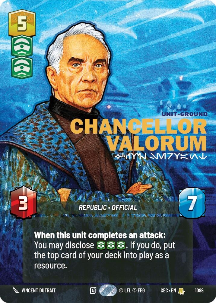 Image for Chancellor Valorum - Civil Servant (Prestige Foil) (1099) (Secrets of Power) - Star Wars: Unlimited
