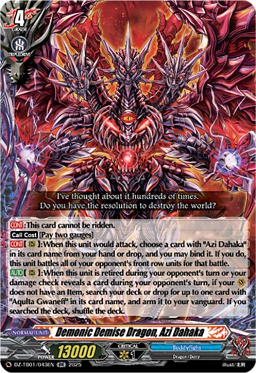 Image for Demonic Demise Dragon, Azi Dahaka (DZ-TB01/043EN) (DZ-TB01: Future Card Buddyfight) - Cardfight Vanguard