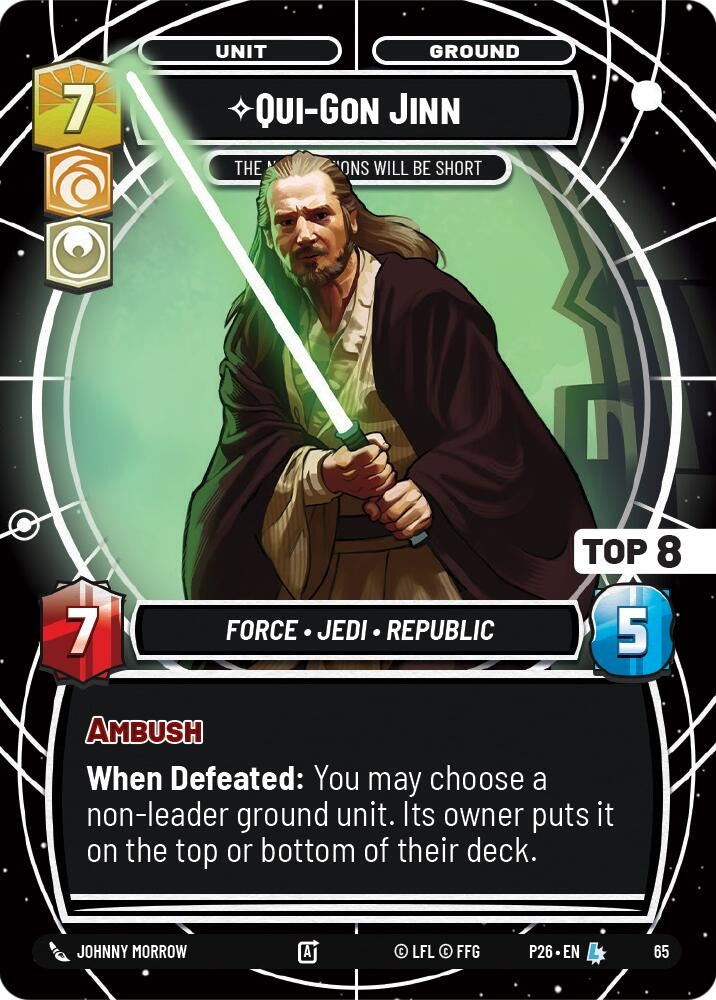 Image for Qui-Gon Jinn - The Negotiations Will Be Short (Top 8) (65) (Sector and Regional Promos: Season 1) - Star Wars: Unlimited