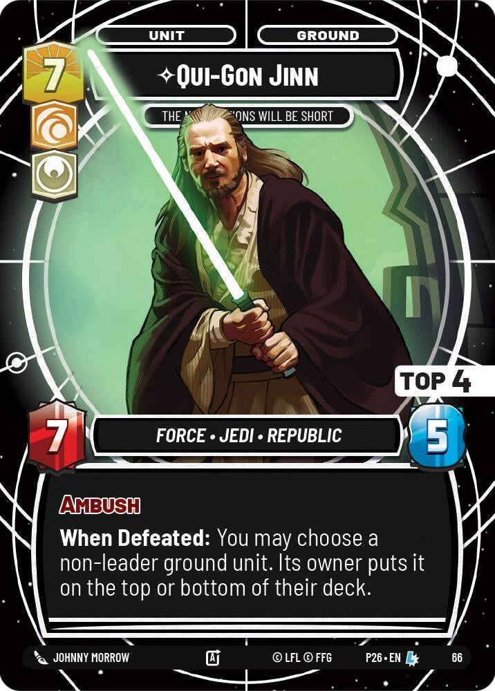 Image for Qui-Gon Jinn - The Negotiations Will Be Short (Top 4) (66) (Sector and Regional Promos: Season 1) - Star Wars: Unlimited