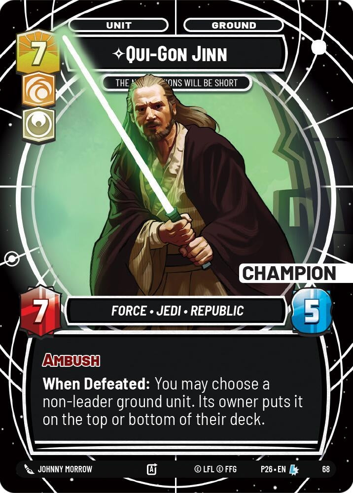 Image for Qui-Gon Jinn - The Negotiations Will Be Short (Champion) (68) (Sector and Regional Promos: Season 1) - Star Wars: Unlimited
