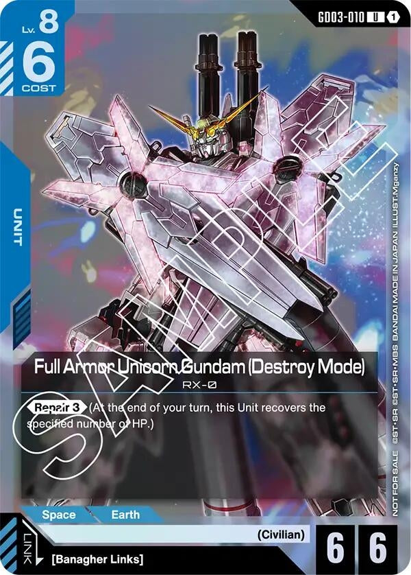 Image for Full Armor Unicorn Gundam (Destroy Mode) (Store Tournament Participant Pack 03) (GD03-010) (Gundam Promotional Cards) - Gundam Card Game