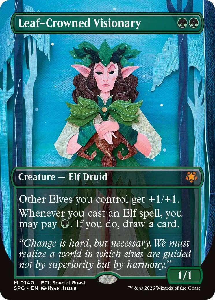Image for Leaf-Crowned Visionary (Borderless) (140) (Special Guests) - Magic: The Gathering