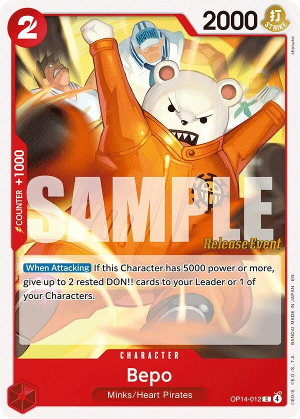 Image for Bepo (OP14-012) (The Azure Sea's Seven Release Event Cards) - One Piece Card Game