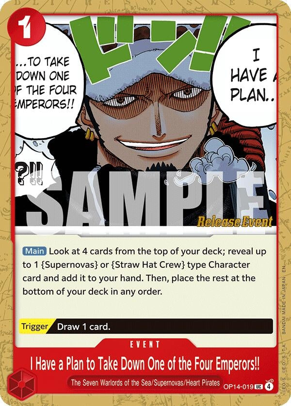 Image for I Have a Plan to Take Down One of the Four Emperors!! (OP14-019) (The Azure Sea's Seven Release Event Cards) - One Piece Card Game
