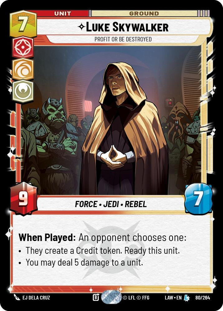 Image for Luke Skywalker - Profit or Be Destroyed (80/264) (A Lawless Time) - Star Wars: Unlimited
