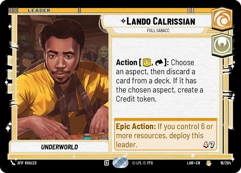 Image for Lando Calrissian - Full Sabacc (18/264) (A Lawless Time) - Star Wars: Unlimited
