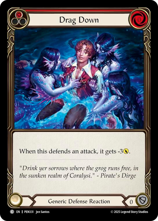 Image for Drag Down (Red) (PEN331) (Compendium of Rathe) - Flesh and Blood TCG