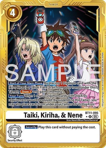 Image for Taiki, Kiriha, & Nene (Gold Border) (BT11-095 R) (Advanced Booster Digimon Generation) - Digimon Card Game