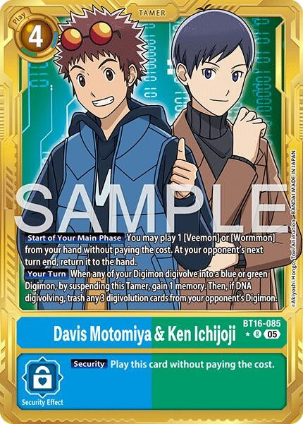 Image for Davis Motomiya & Ken Ichijoji (Gold Border) (BT16-085 R) (Advanced Booster Digimon Generation) - Digimon Card Game