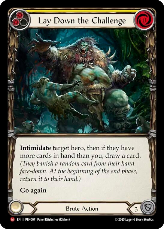 Image for Lay Down The Challenge (Yellow) (PEN007) (Compendium of Rathe) - Flesh and Blood TCG