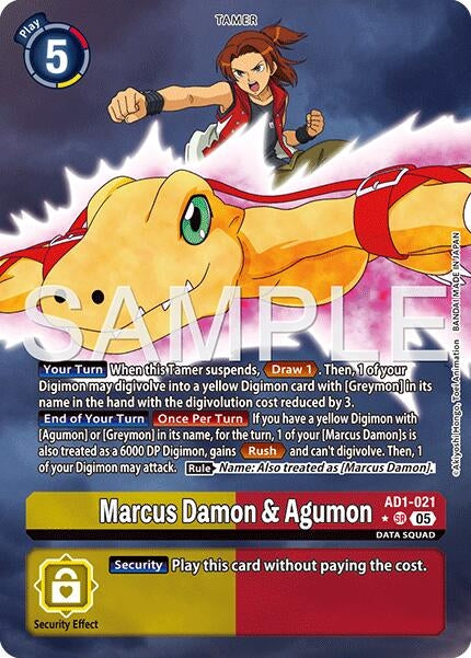 Image for Marcus Damon & Agumon (Alternate Art) (AD1-021 SR) (Advanced Booster Digimon Generation) - Digimon Card Game