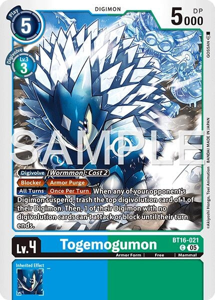 Image for Togemogumon (Reprint) (BT16-021 C) (Advanced Booster Digimon Generation) - Digimon Card Game